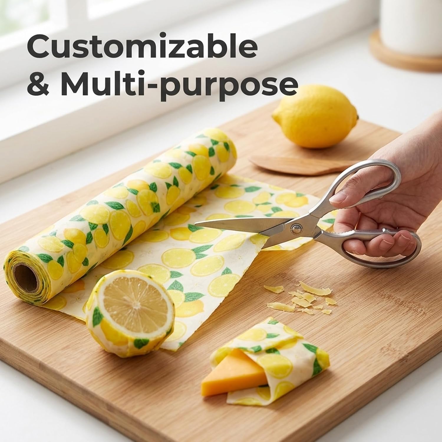 Organic Beeswax Wrap Roll 13 x 39.4 Inch, Reusable Food Wrap for Lunches image 2