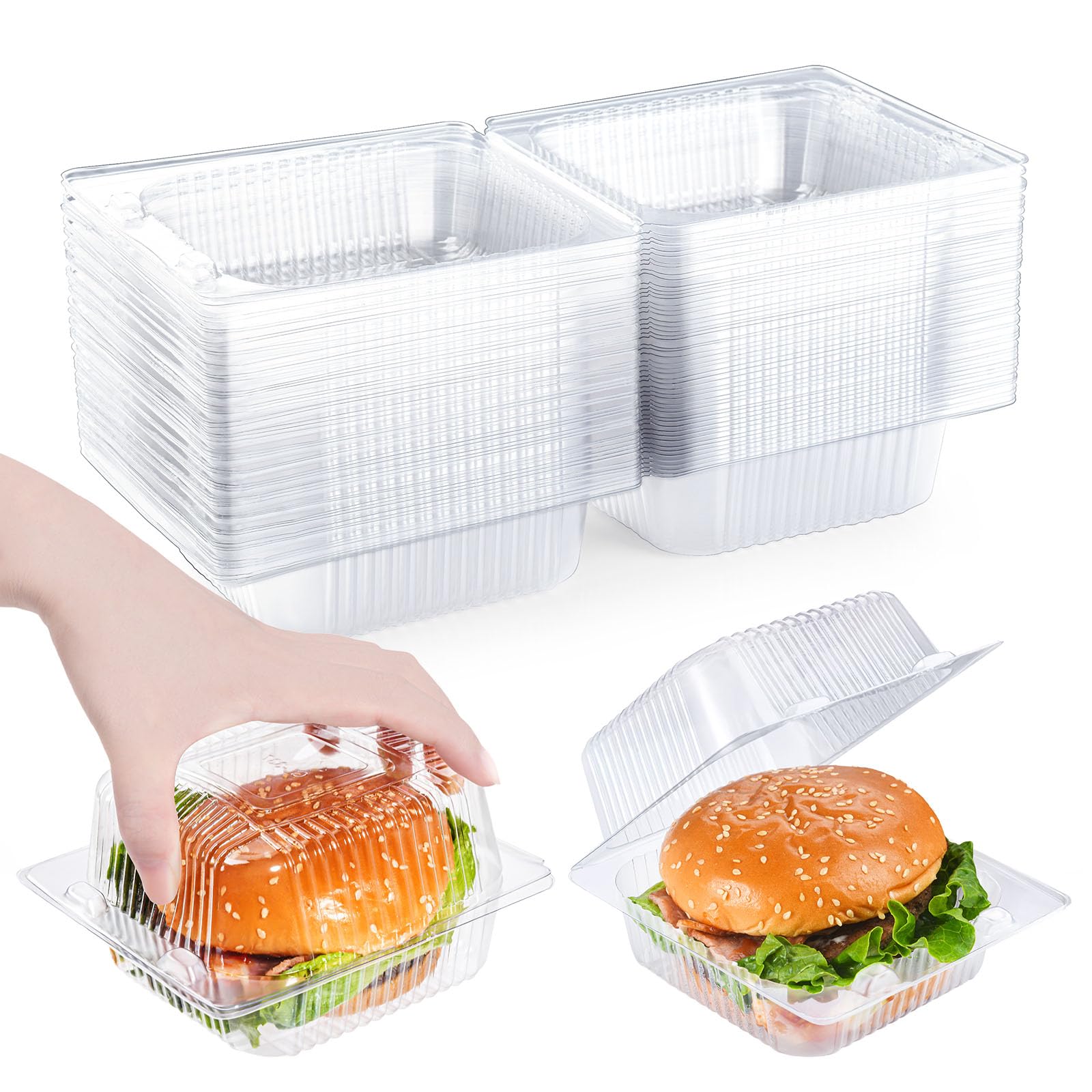 Photo 1 of ***MISSING SOME*** DJKYT Pack Clear Clamshell Food Containers, Disposable Plastic Hinged Clamshell Take Out Container with Lids, To Go Food Containers for Dessert, Hamburger, Cakes Slice, Cookies, Salads, Snacksetc