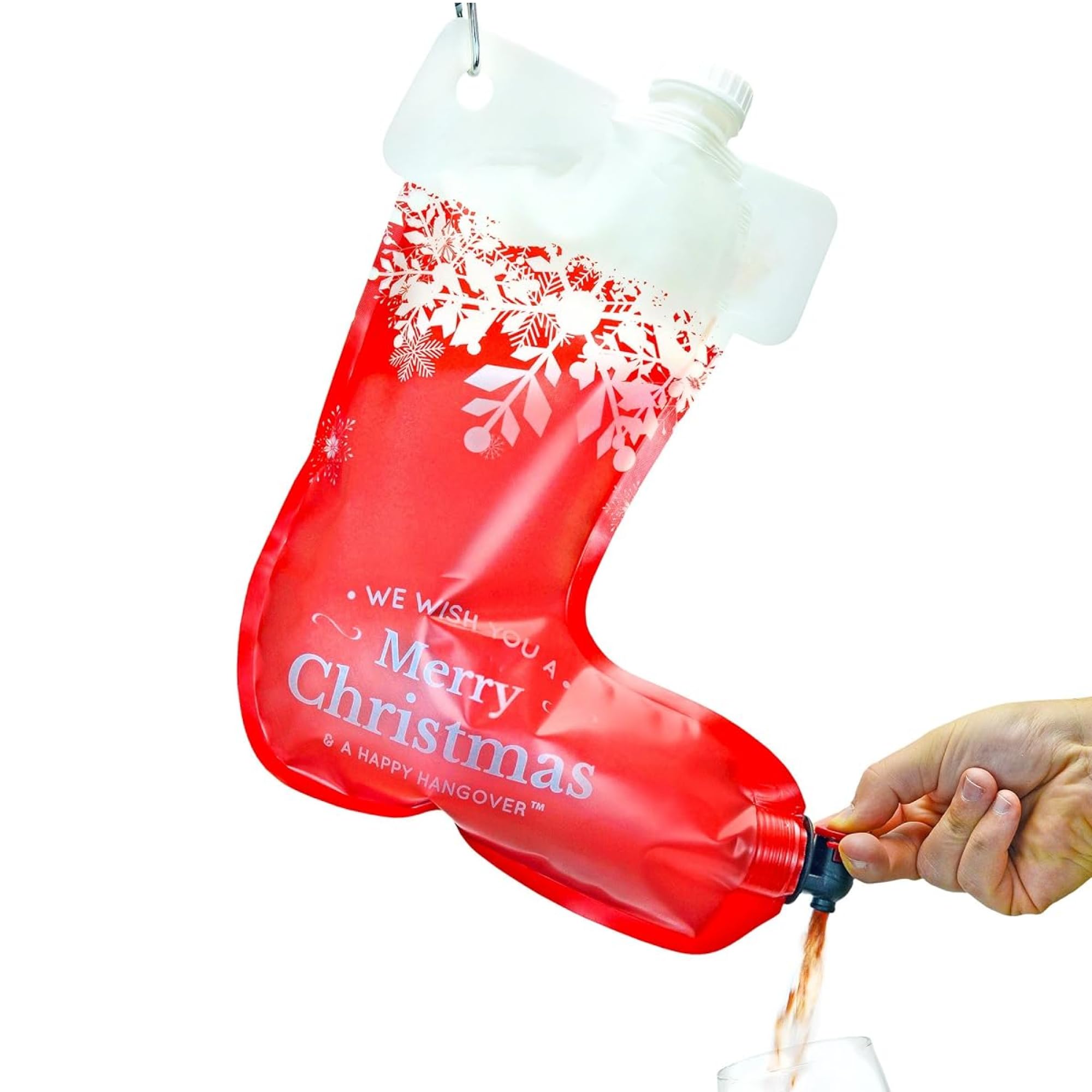 Holiday Stocking Wine Dispenser Bag 2.0 - Fairly Odd Novelties - Fun Festive Drink Holder - Perfect for the Holidays!, Red/White, (FON-10243)