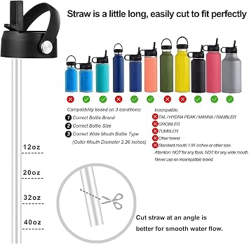 Straw Lid for Hydro Flask Wide Mouth Water Bottle, Top Lid with Straw Fits Hydro Flask 32 40 oz Replacement Cap Wide Mouth Straws Flip Lid Flex Handle Dew Pale Green