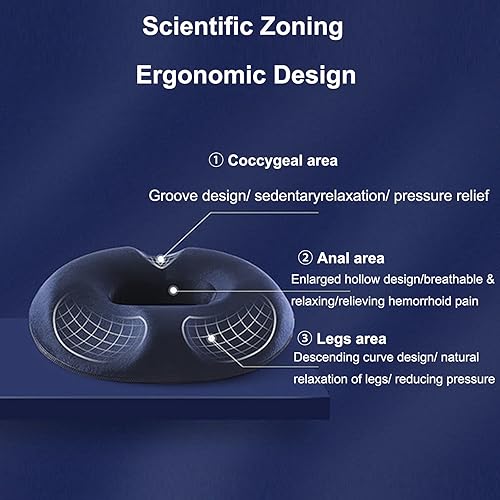 Miniatura 3 de Cojín de asiento de hemorroides para silla de oficina, cojín de espuma viscoelástica de alta calidad, cojín de ventilación para mujeres embarazadas,