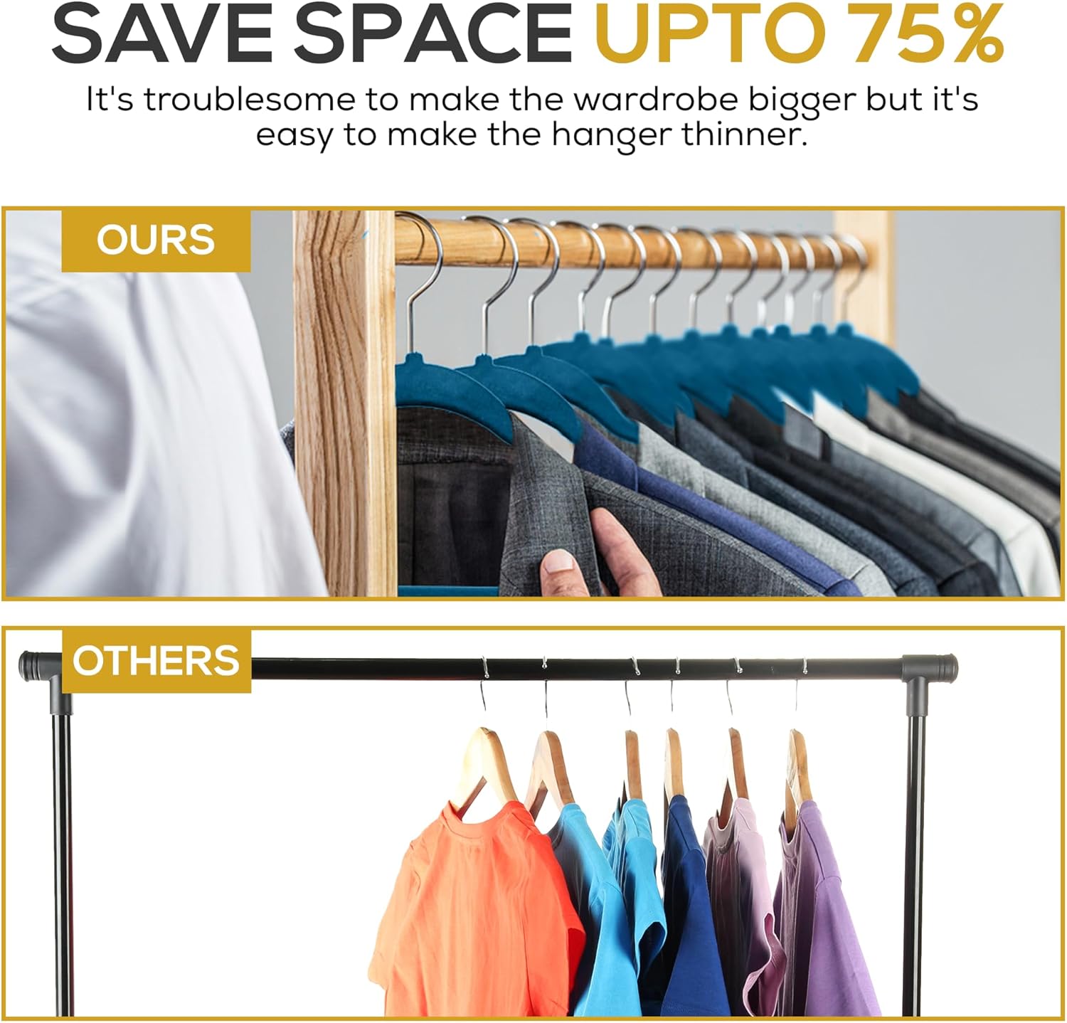 Premium Velvet Hangers 50 Pack Ultra Thin Non Slip Adult Felt Space Saving Slim Suit Hanger for Closet Heavy Duty Coat Pants Jackets Dress Hangers 360° Swivel Hook Hold Upto 10 lbs Blue - Image 6