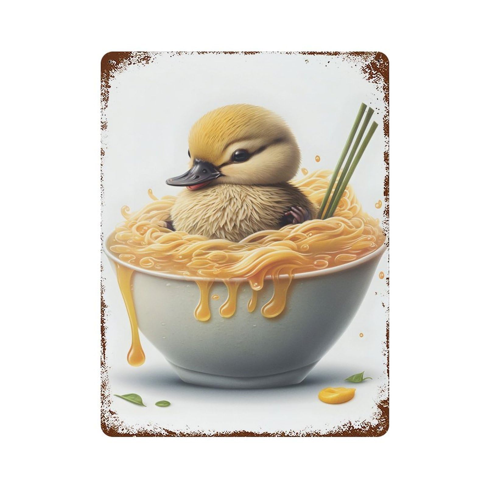 DUCKLING Rust Effect Tin Sign 15.7"x11.8", Ideal for Farmhouse, Kitchen And Entryway Decor