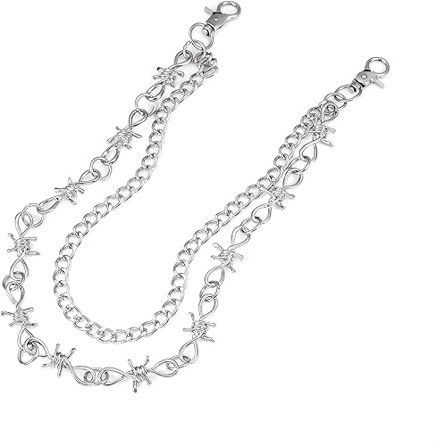Miniatura 29 de Cadenas punk unisex para pantalones, cadenas de cinturón de alta resistencia, pantalones de hip hop, cadena de jeans con cierres de langosta