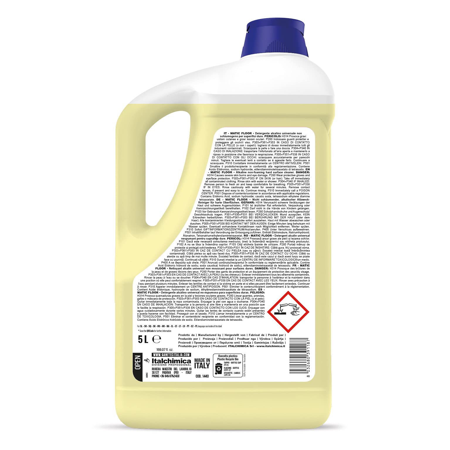 SANITEC igiene sicura Matic Floor - Detergente Concentrato per lo Sporco Pesante dei Pavimenti - per Lavasciuga Pavimenti - 5,5 kg