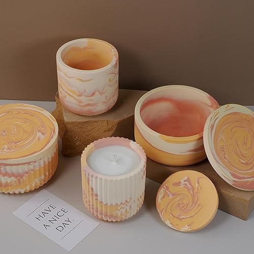 Miniatura 3 de Juego de 4 moldes de silicona para tarros de velas, frascos y botellas con tapas, moldes redondos a rayas para hacer yeso epoxi UV, caja de