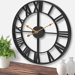 Pytha Sight Large Wall Clock,Wall Clocks for Home Decor,20 Inch Modern Decorative Farmhouse Black Silent Wall Clock Oversized with Roman Numerals for Home,Living Room,Office