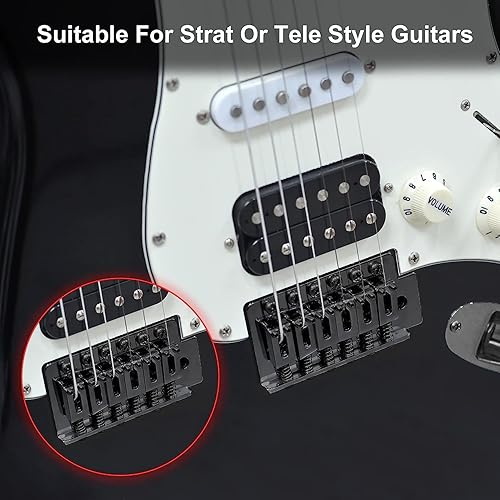 Miniatura 3 de harpfeas Sillas de puente de trémolo de metal de 0.413 in para Fender Stratocaster Strat Telecaster Tele guitarra eléctrica (negro)