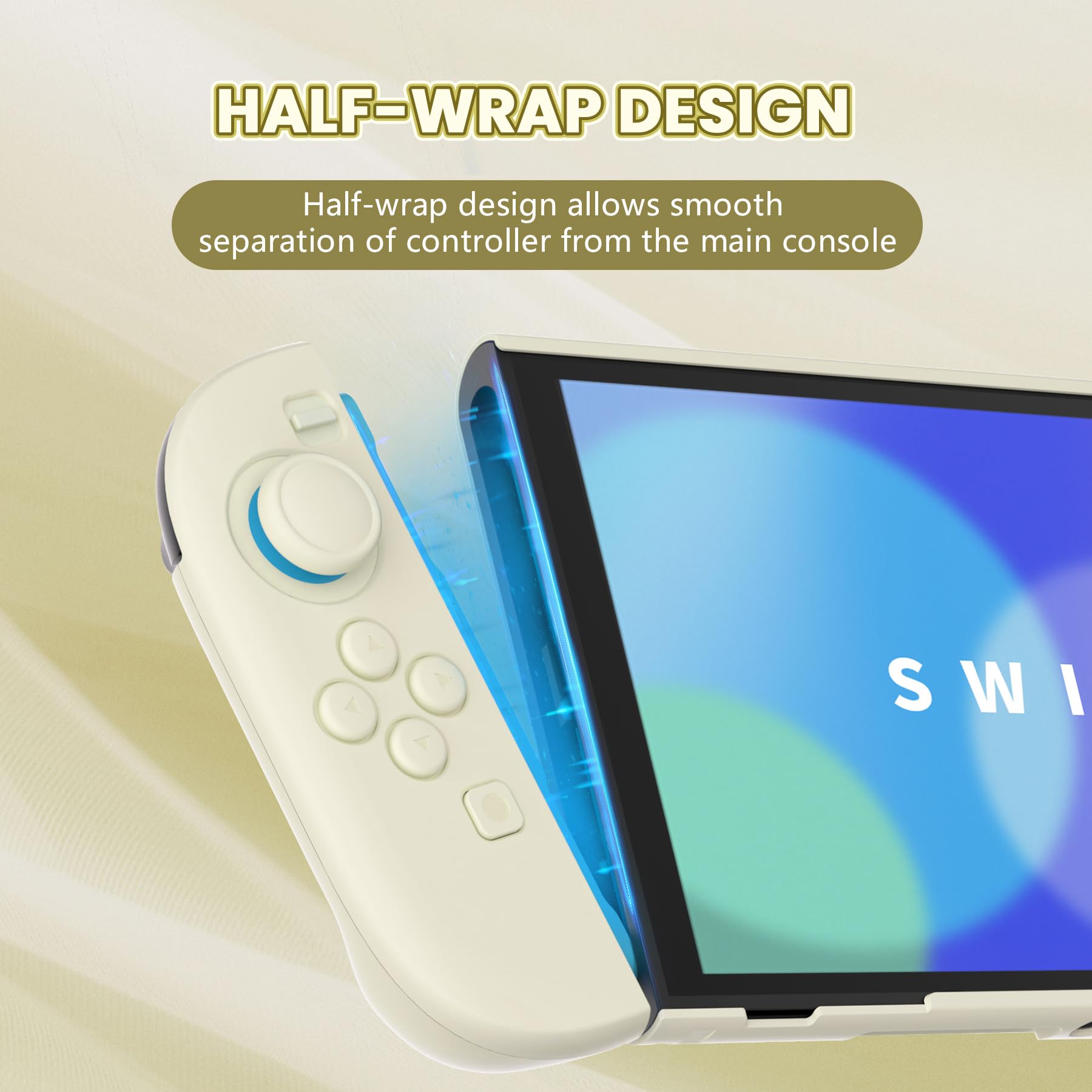 PlayVital Funda Protectora para Nintendo Switch 2 - Carcasa Rígida con Tapas para Joystick, Pegatina y Botones, Compatible con Dock, Antirayaduras y Antigolpes (Amarillo Antiguo) — view 5
