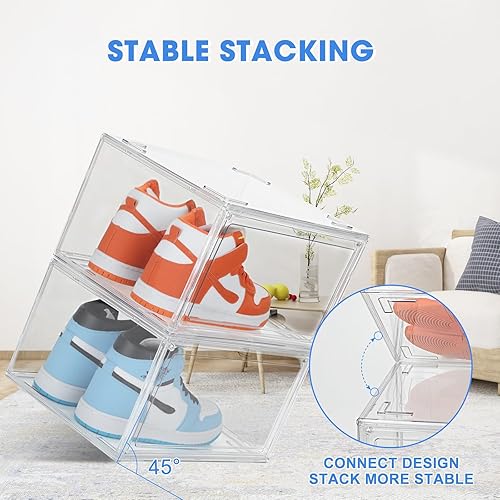 Miniatura 8 de Cajas de zapatos transparentes de acrílico, cajas apilables para zapatos deportivos de alta gama, caja de exhibición 360 totalmente transparente con