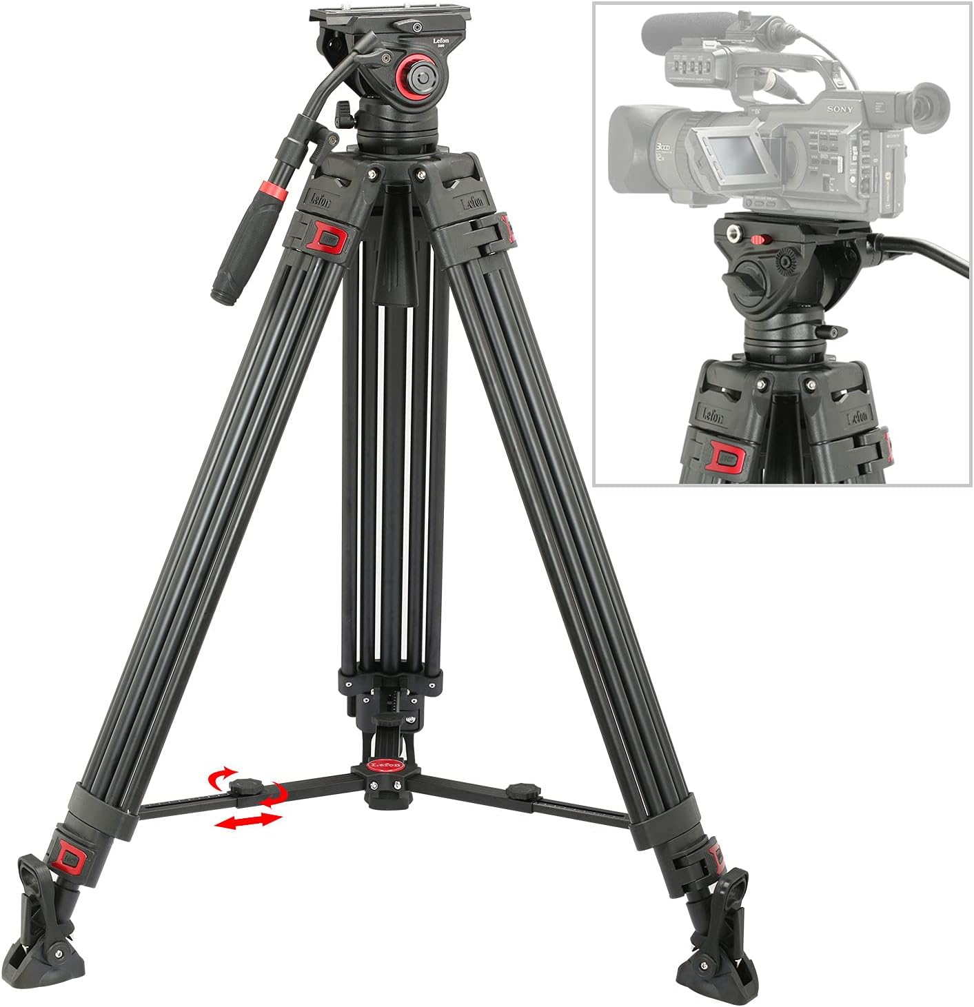 60% оƒƒ Dіѕсоunt Heavy Duty Video Tripod Kit 75 inch Professional Camera Tripod with Fluid Head Adjustable Mid-Level Spreader Max Loading 17.6 LB for DSLR Camcorder and Cameras