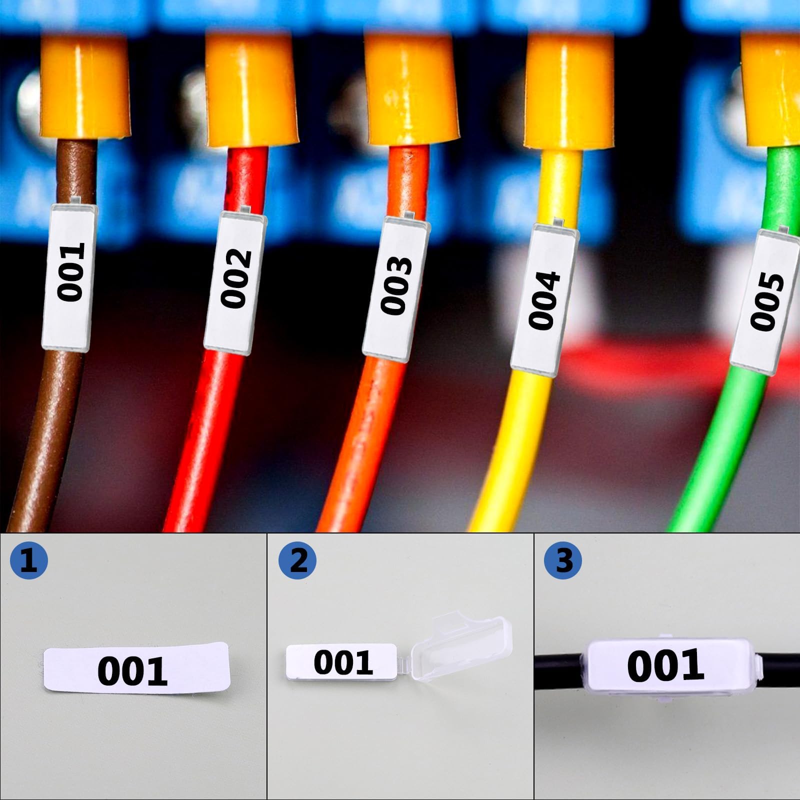 60 Pezzi Etichette Per Cavi Trasparente, Segnacavi Elettrici In