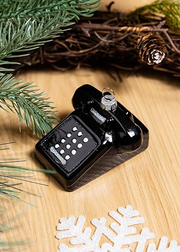 Miniatura 6 de 2 adornos de cristal soplado para teléfono de Navidad, adornos de teléfono retro para colgar en el árbol de Navidad