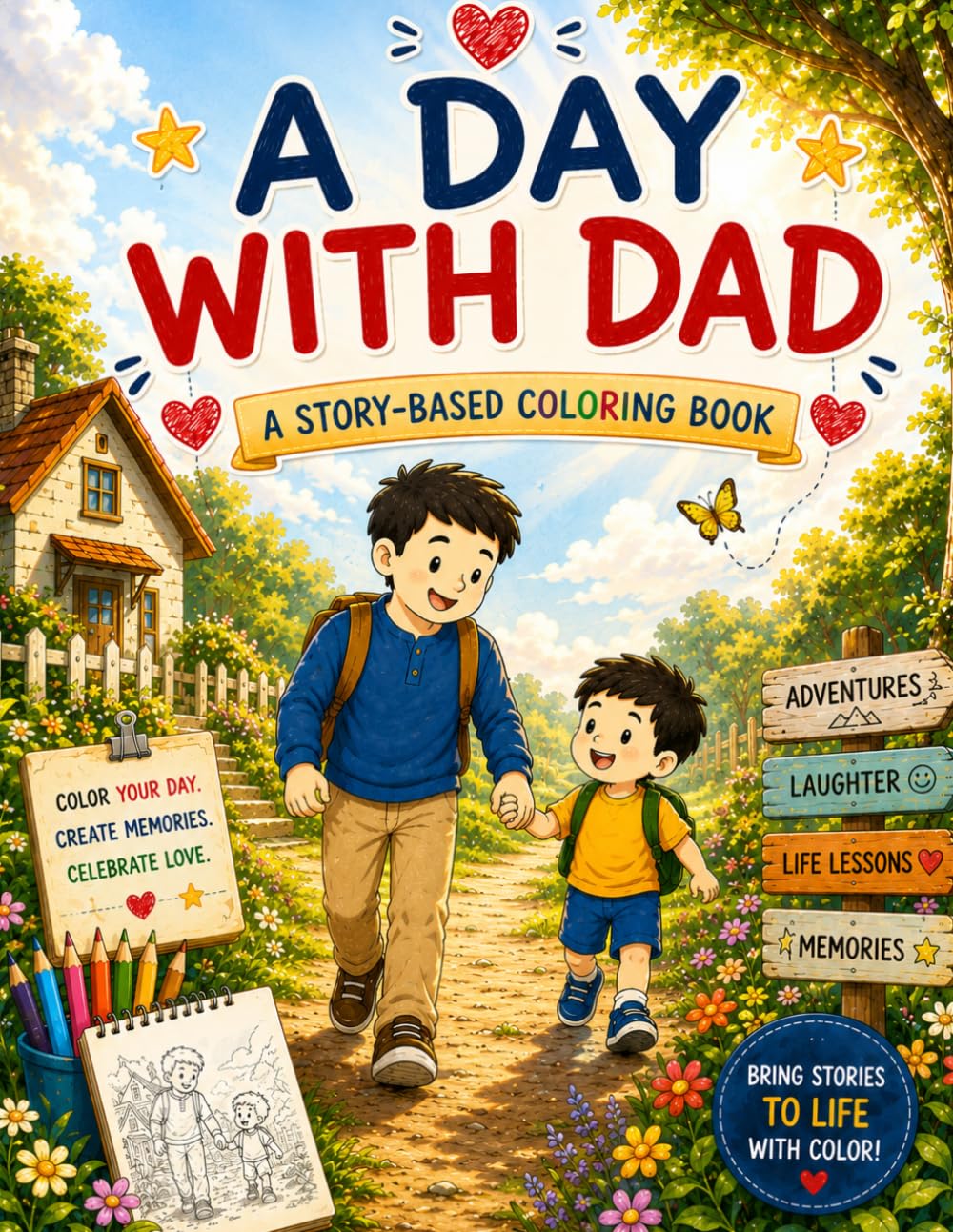 A Day With Dad: A Story-Based Coloring Book Celebrating Love, Laughter, and Family Memories