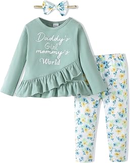 Toddler Baby Girl Clothes Little Girl Outfit Long Shirt Top Pant Set Fall Winter Clothing for Girl
