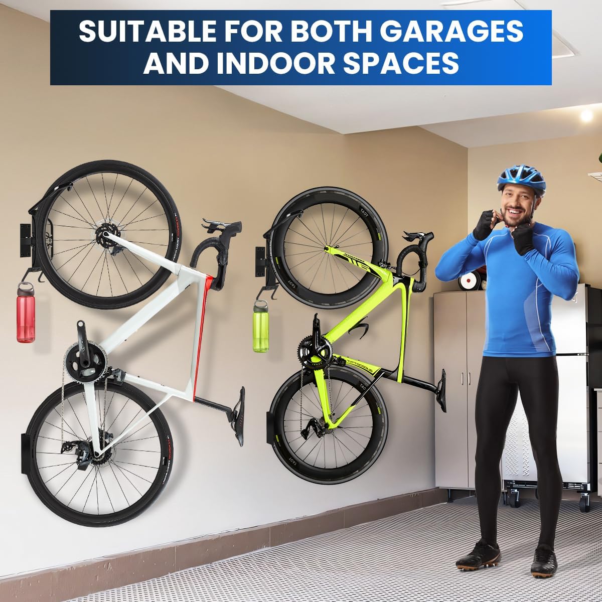 Swivel Bike Wall Mount, 2 PACK Heavy Duty Bike Rack for Garage Storage, Space-Saving Vertical Bicycle Hanger Holds 66 lbs, Adjustable Rotation, Anti-Rust, for Cyclists Homeowners Families