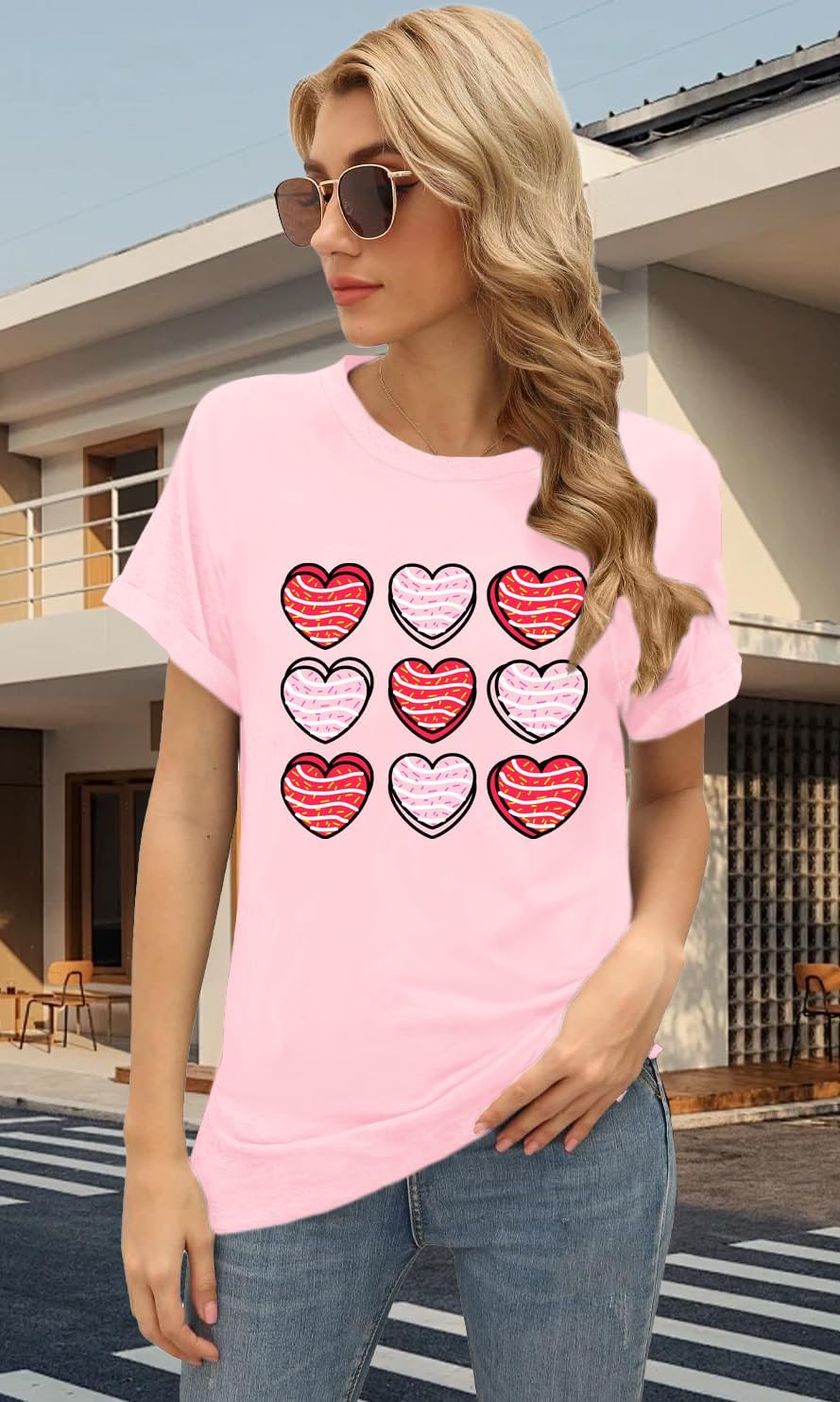Valentines Shirts for Women Funny Hearts T-Shirt Happy Valentine's Day Tee Tops - Image 3