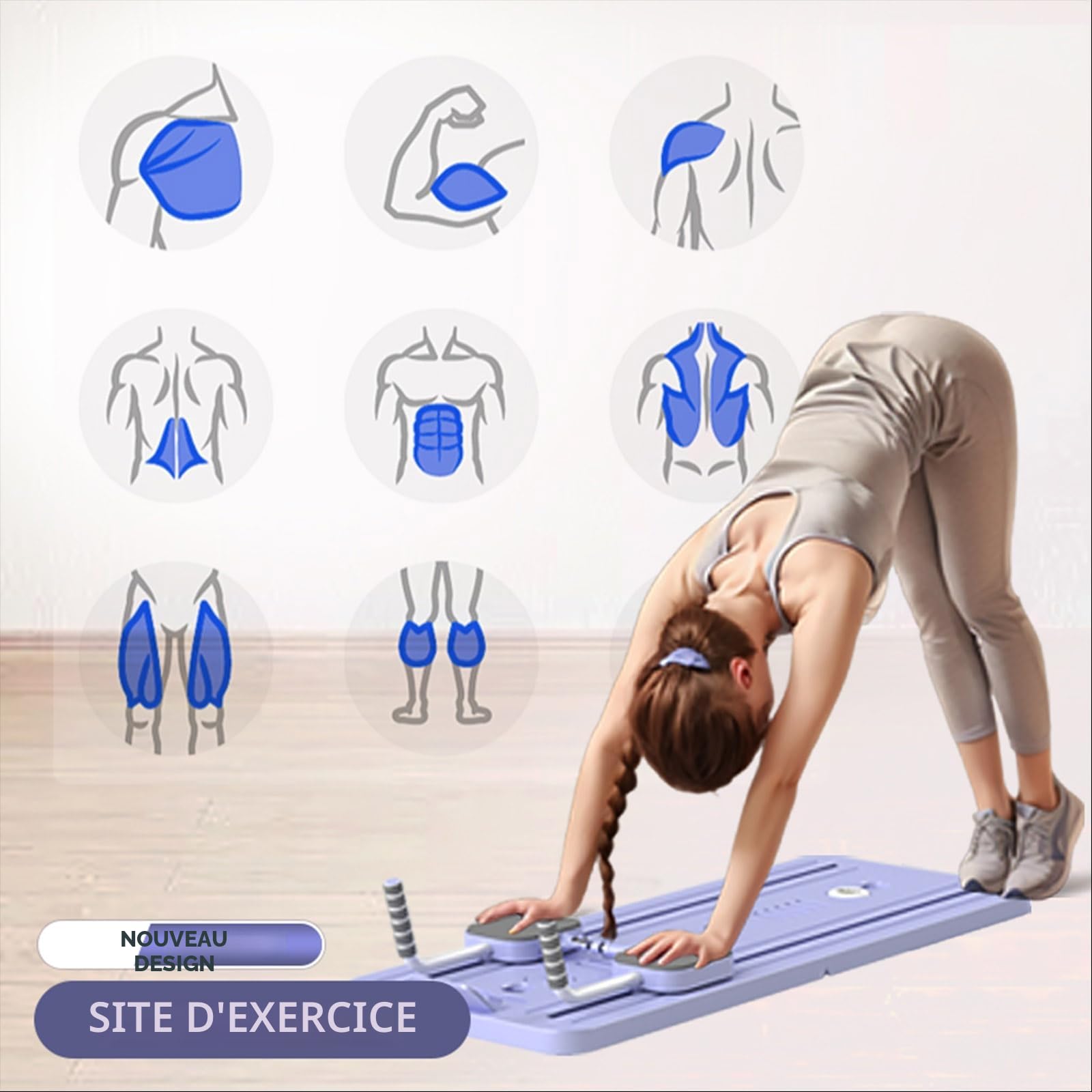 Planche Pilates 2025 – entraîneur Pliable Tout-Corps, Rebond Auto, genouillères, Abdos Multifonction, Robuste Maison/extérieur