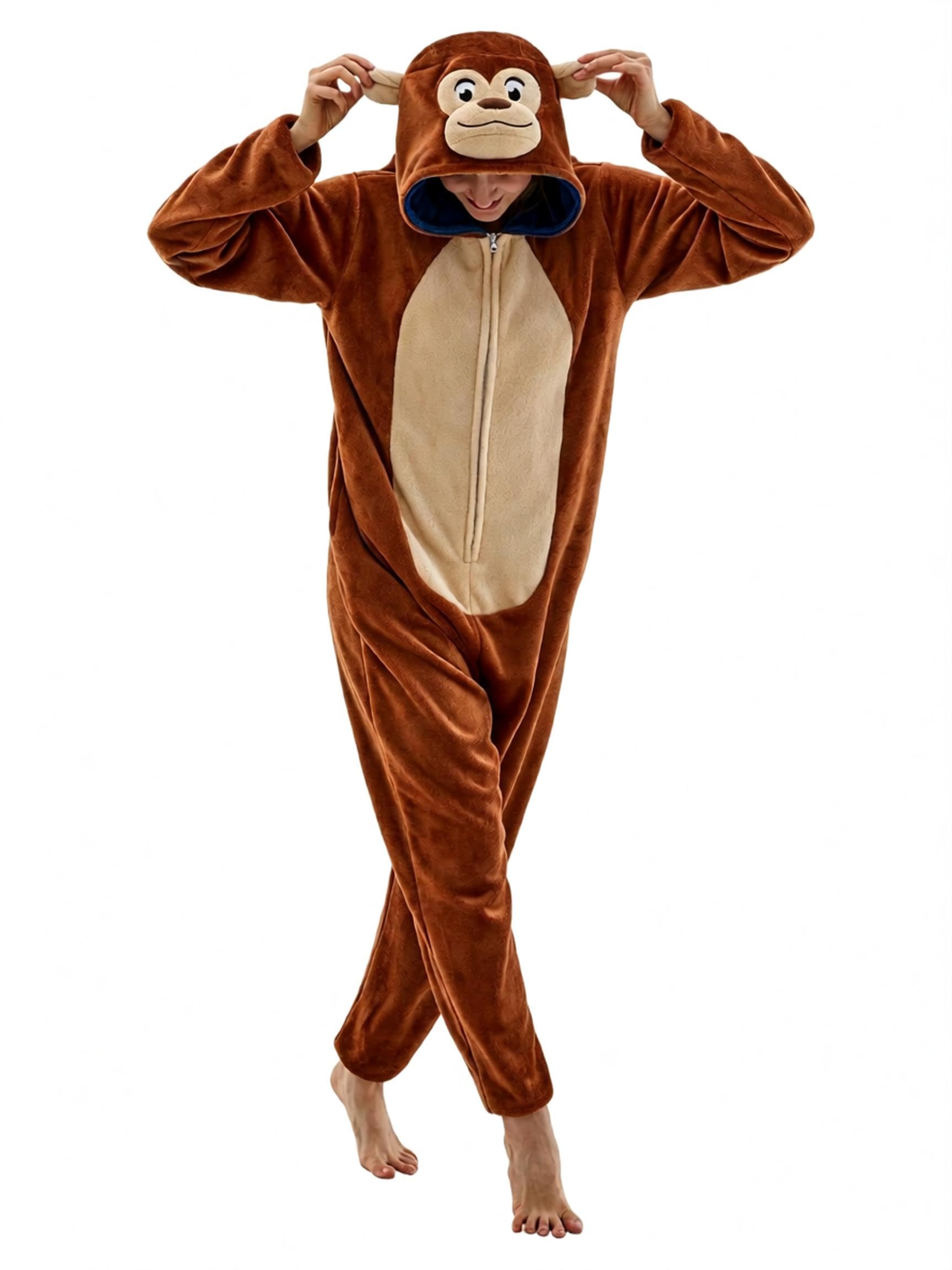 JUOLOET Unisex Adult Onesie Pajamas Animal One Piece Snug Fit Halloween Costume Cosplay for Women Men