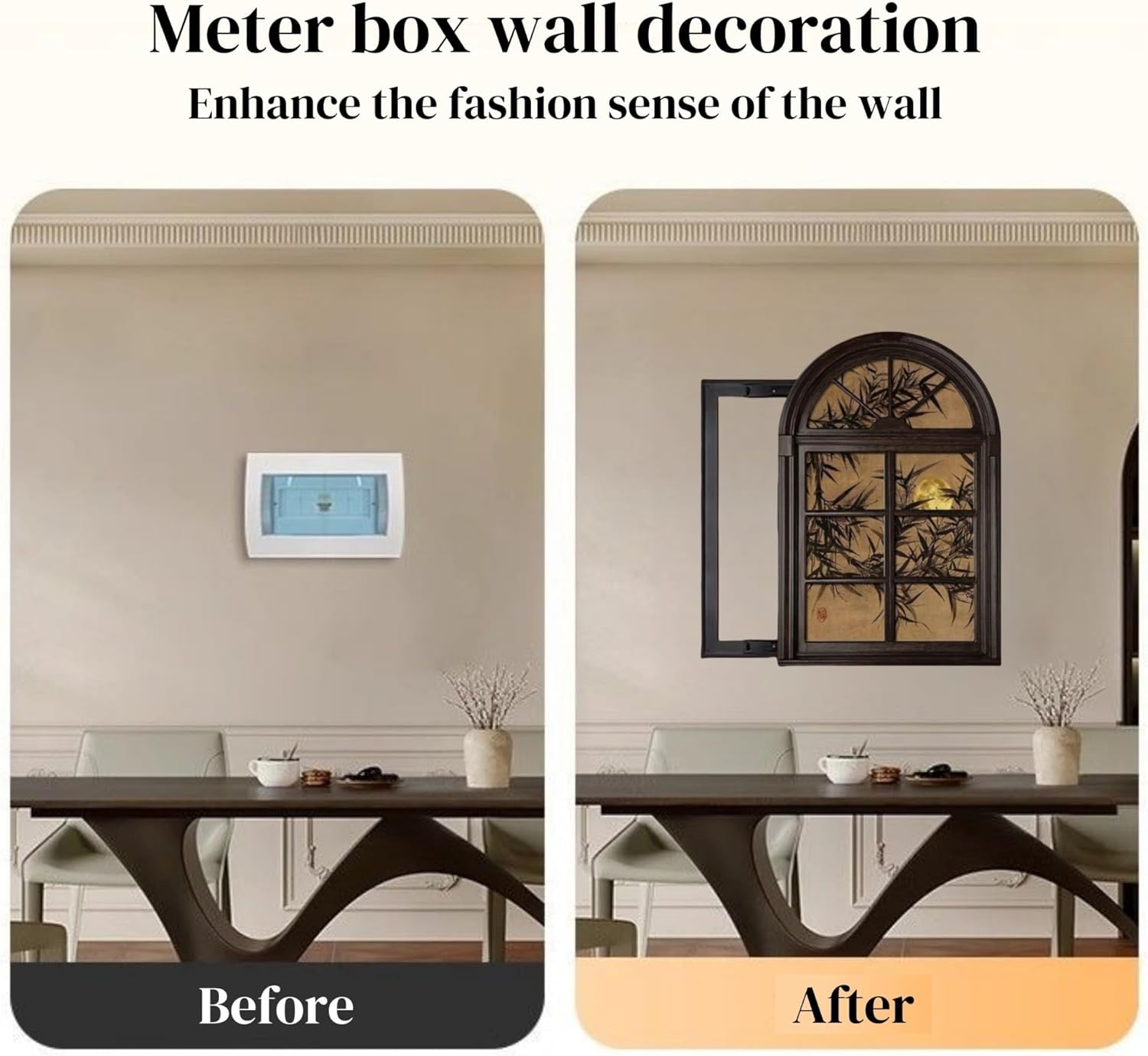 Decorative Fuse Box Covers, Hide Electrical Panel Meter Breaker Wall Mounted Cover, Retro Creative Hanging Painting, Wall Art Decor for Home Hotel Office(Black F,17.7 x 26.8 in)