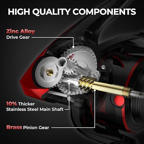 Miniatura 10 de KastKing Carrete giratorio Sharky - Relaciones de engranajes de 5.21 y 6.21, resistencia de fibra de carbono de 33 a 39.5 libras, rodamientos de