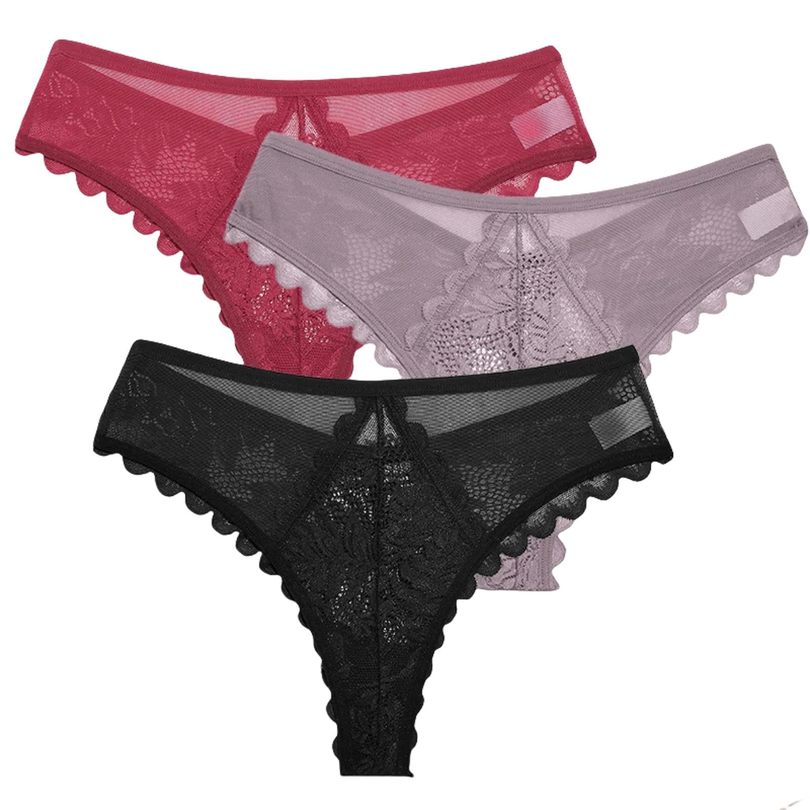 Ropa Interior Mujer 3pcs Set Sexy Encaje Tangas Mujeres Gantas G-String Perspectiva Floral Ropa Interior Mujer Suave Y Transpirable Lencería-Establecido 15-Metro