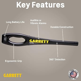 Garrett SuperWand Metal Detector for Adults, Professional, Made in The USA, Security Wand, Scans All Metals