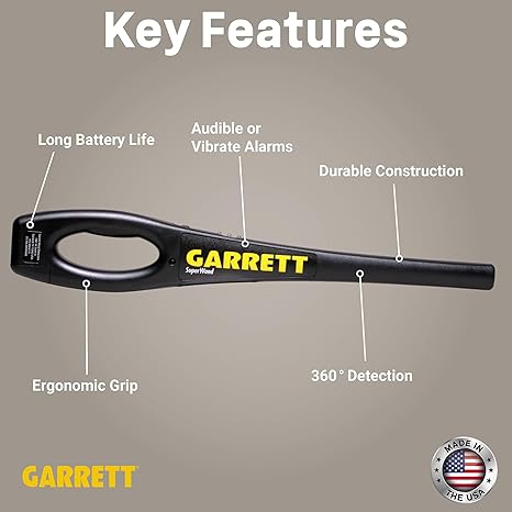 Garrett SuperWand Metal Detector for Adults, Professional, Made in The USA, Security Wand, Scans All Metals