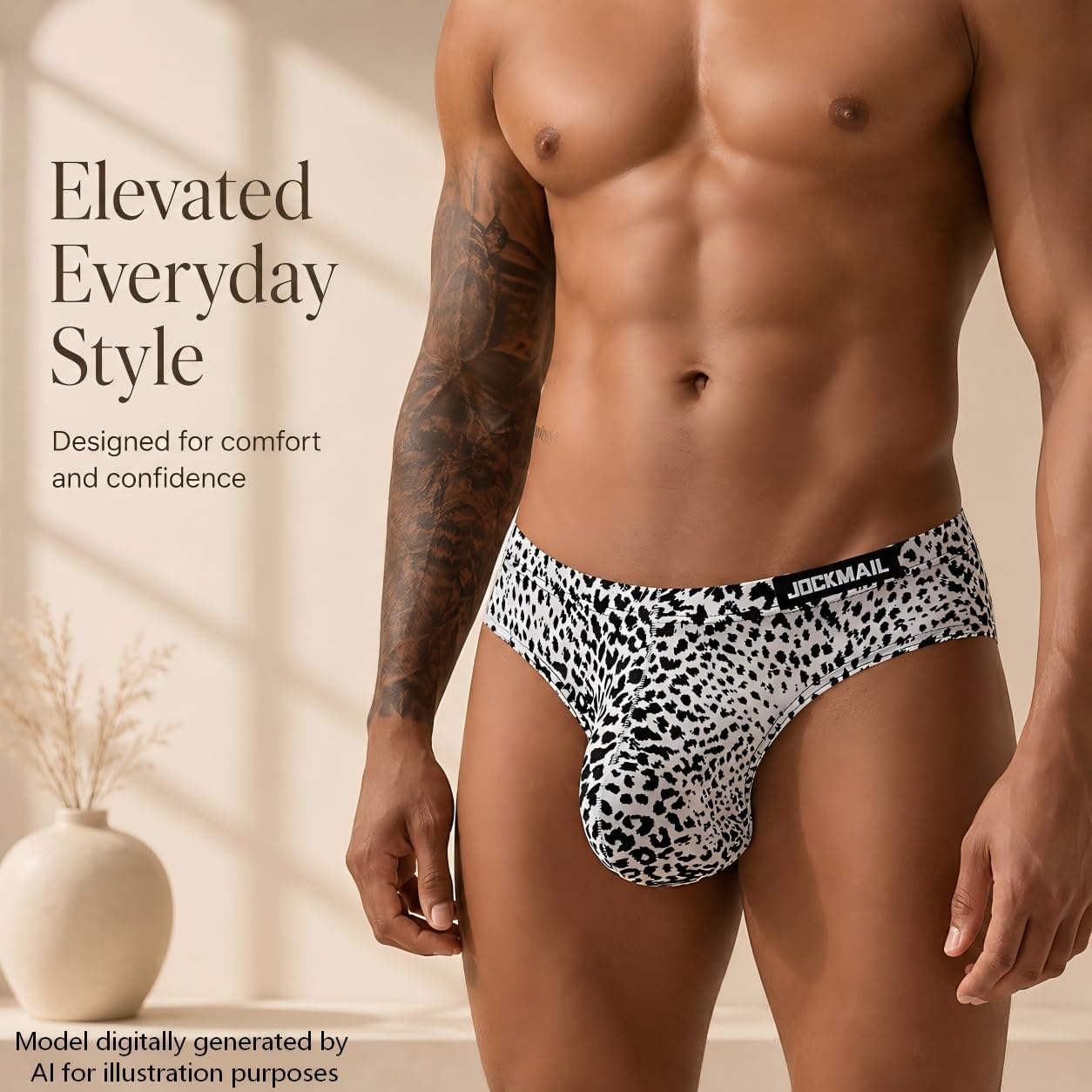 JOCKMAIL 2PCS/Pack Men's Leopard Print Underwear Briefs Sexy Comfort Soft Stretch Classic Fit Serpentine Briefs