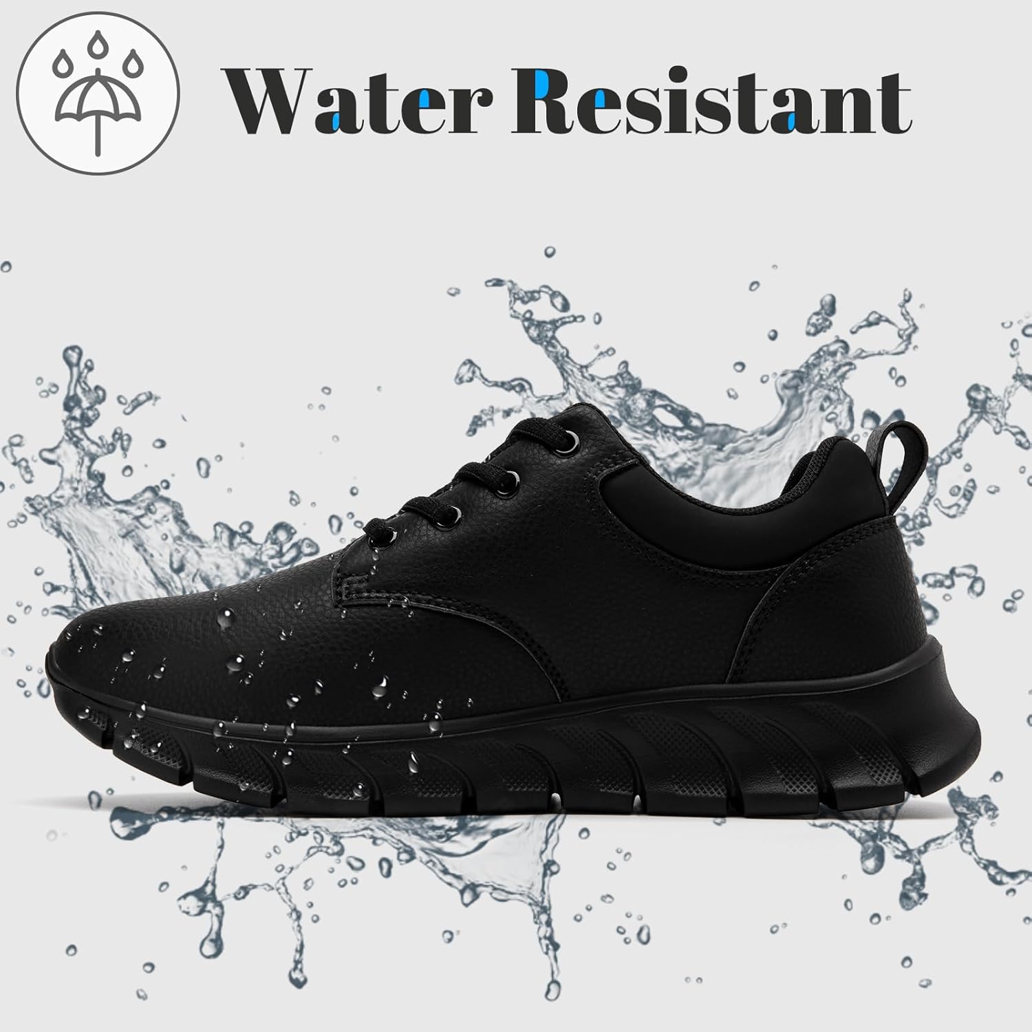 GUCTQY Non Slip Work Shoes for Mens Waterproof Leather Kitchen Chef Shoes Restaurant Food Service Nursing Shoes Lightweight Fashion Casual Walking - Image 3