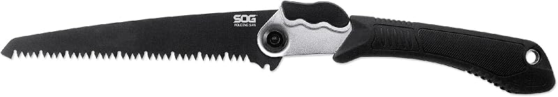 Folding Camping Saw 8.25" Black Powder Coated Blade Soft Grip TRP Handle Black