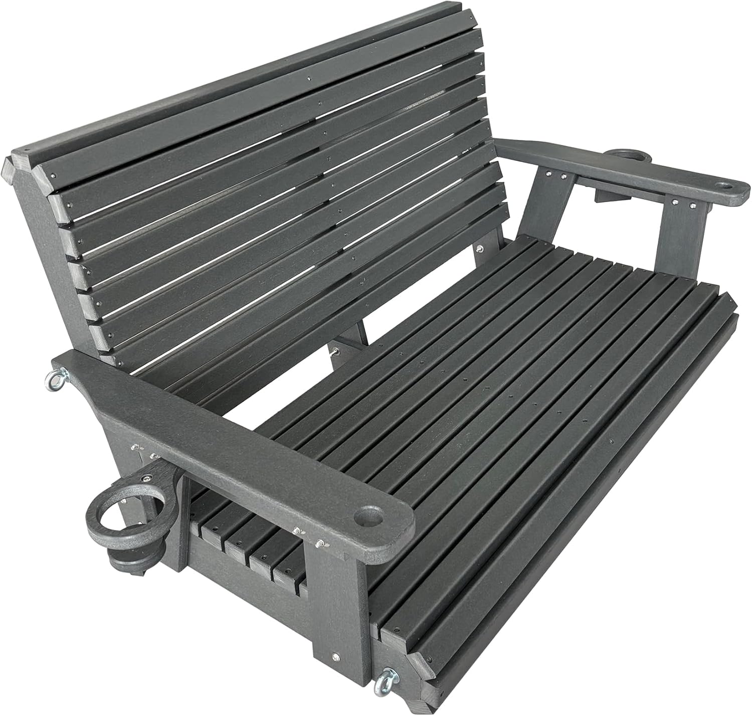 HDPE Porch Swing with 18/8 Stainless Steel Bolts, Ergonomic Design, Ultra Weather-Resistant, Heavy Duty 1200 LBS, for Outdoor Patio Garden Yard (Gray)