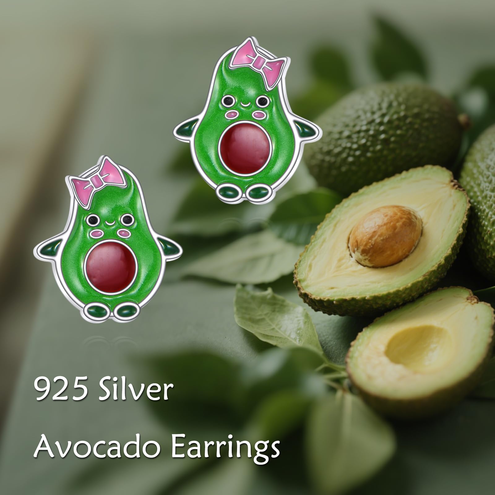 DAYLINLOVE Avocado Ohrringe 925 Sterling Silber Avocado Stud Ohrringe Obst Schmuck Geschenke für Frauen
