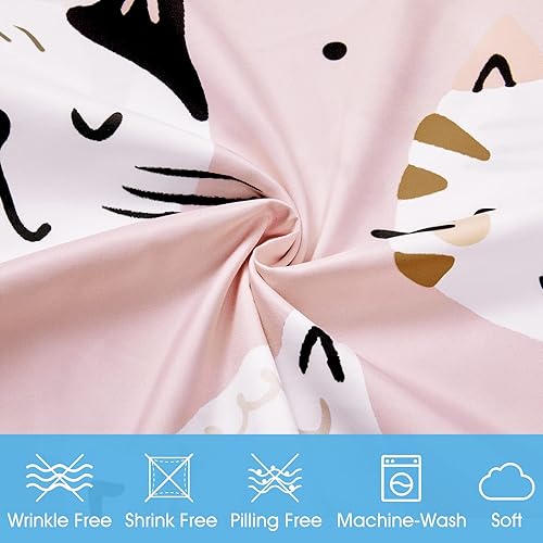 Miniatura 3 de Bysure - Juego de sábanas para cama individual para niños (gatitos, rosa), 3 piezas, juego de sábanas de bolsillo profundo de fácil ajuste, ropa de