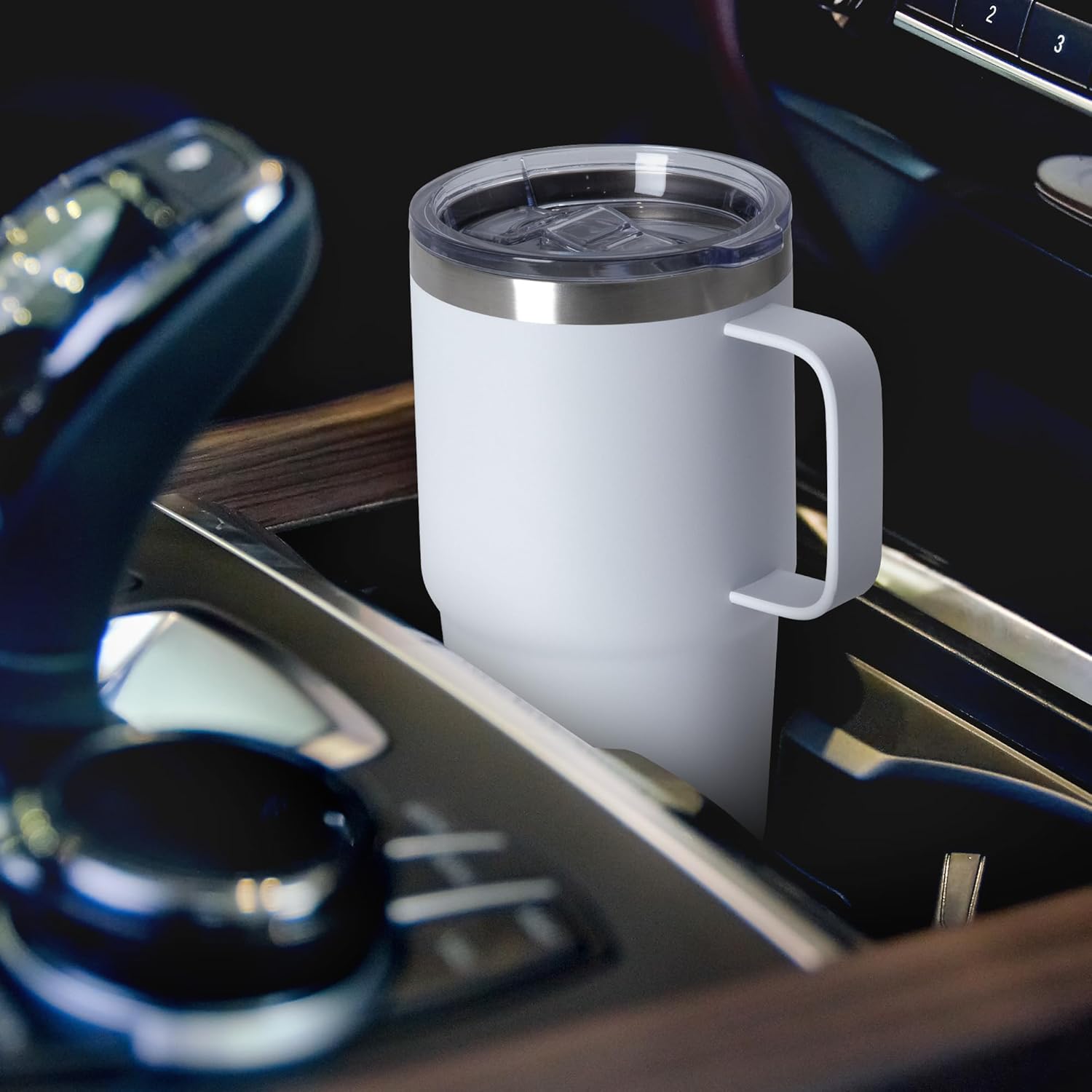 20oz Tumbler Bulk with Lid, Stainless Steel Tumbler Bulk with Handle, Metal Insulated Travel Coffee Mug Set with Handle, Double Wall Vacuum Leak Proof Tumbler Cup, White 6 Pack - Image 5