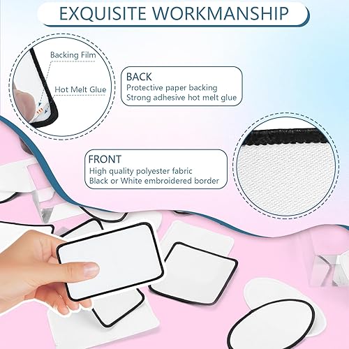 Miniatura 4 de Parches de sublimación  40 piezas de parches grandes para planchar con borde negro  Insignias adhesivas fuertes mejoradas para proyectos de