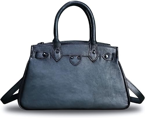 Bolso de mano de cuero genuino con asa superior para mujer, hecho a mano, retro, bolso cruzado