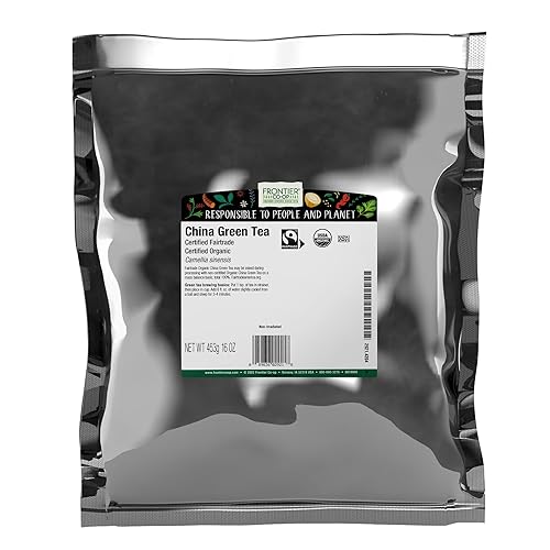 Frontier Co-op Té verde orgánico de China, bolsa a granel de 1 libra, té verde chino hoja suelta, aromático, sabroso y relajante, perfecto para té y