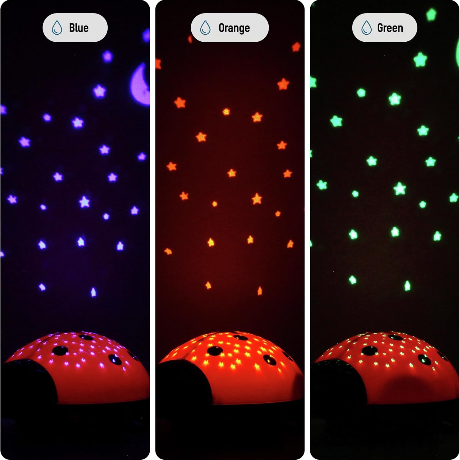 ANSMANN Starlight Ladybug Ladybird Nightlight Projects Actual Star Constellations Relax Effect Multicolor LED Sleeping Aid for Babies Kids