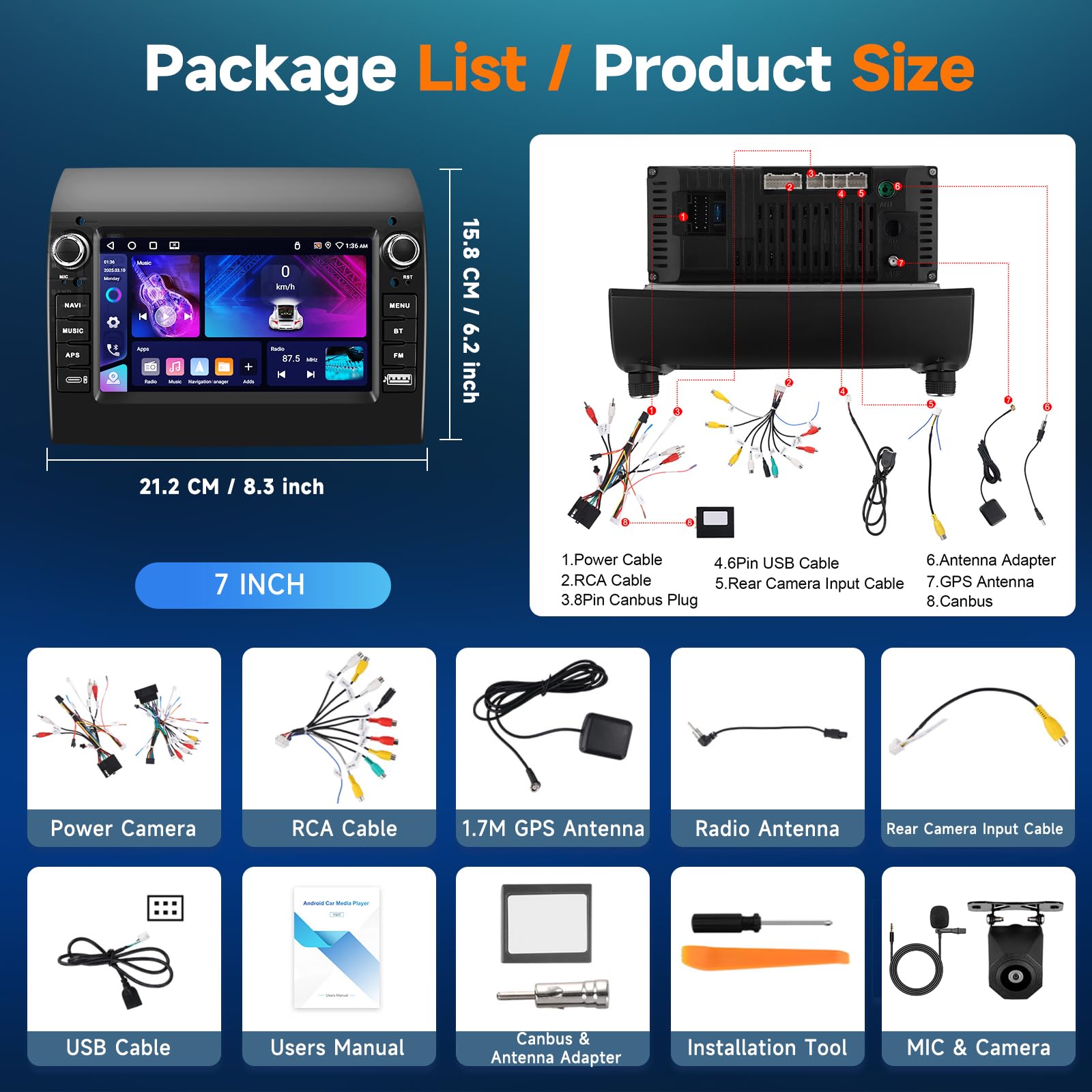 Hodozzy 4G+64G Android Autoradio für FIAT Ducato 2008-2015, Citroen Jumper/Peugeot Boxer 2011-2015 mit Wireless Carplay Android Auto, 7 Zoll Touchscreen 2 Din Radio Navi Bluetooth WiFi RDS Kamera