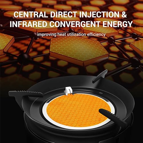 Miniatura 3 de Estufa de camping 3600W Estufa portátil para mochileros con encendido piezoeléctrico, adaptador de recipiente de combustible, estufa de gas a prueba