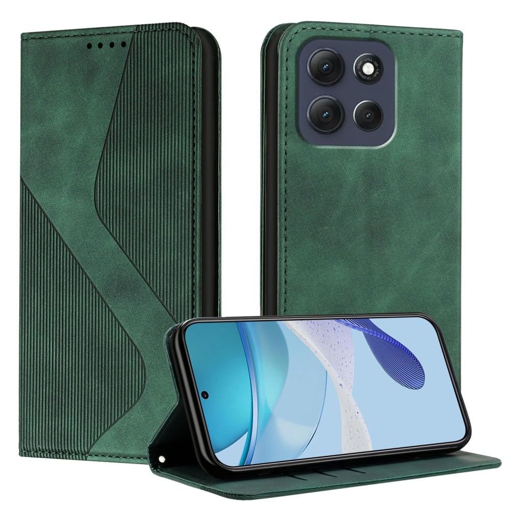 Étui portefeuille Motorola E40 E30 E20 clapet cuir aimanté vert - 8