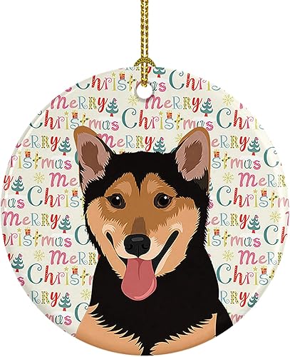 Miniatura 130 de Caroline's Treasures Adorno navideño de husky siberiano en blanco y negro #2 de cerámica para árbol de Navidad, decoración colgante para el hogar,