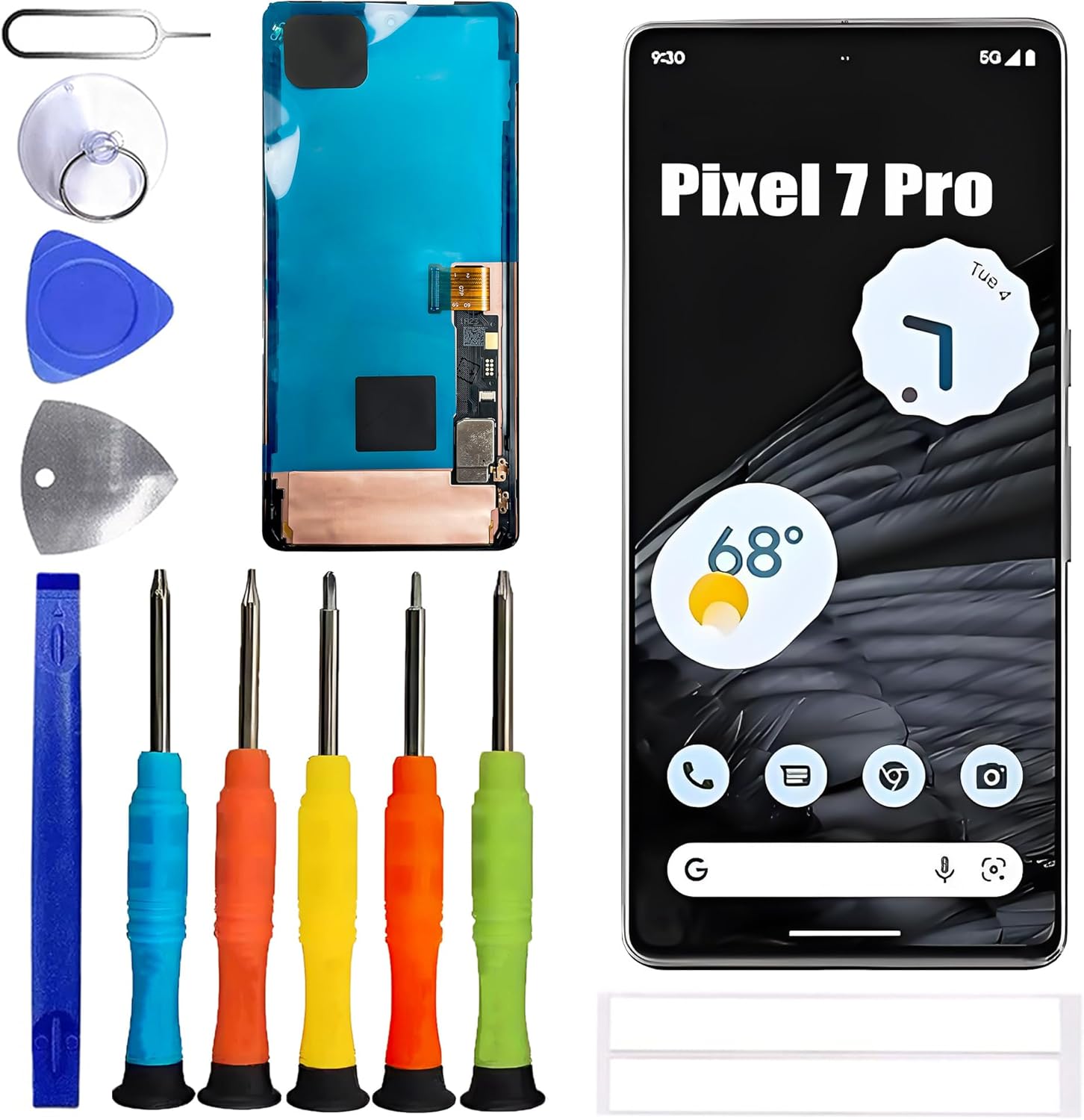 OLED Display [with Frame] [with Fingerprint Function] [with Bracket] Compatible with Google Pixel 7 Pro [6.7 inch] Screen Touch Digitizer Assembly LCD Display with Repair kit