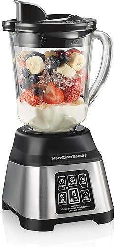 Miniatura 1 de Hamilton Beach Batidora inteligente con 5 funciones incluyendo un solo toque AutoSmoothie tarro de cristal de 40 oz acero inoxidable 56208