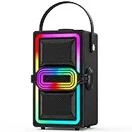 Bluetooth Speaker, 120W Peak Power Wireless Speakers Boombox with Deep Bass, Portable Loud Stereo Sound Subwoofer with LED Light Show for Party, Outdoor, Camping (Black)