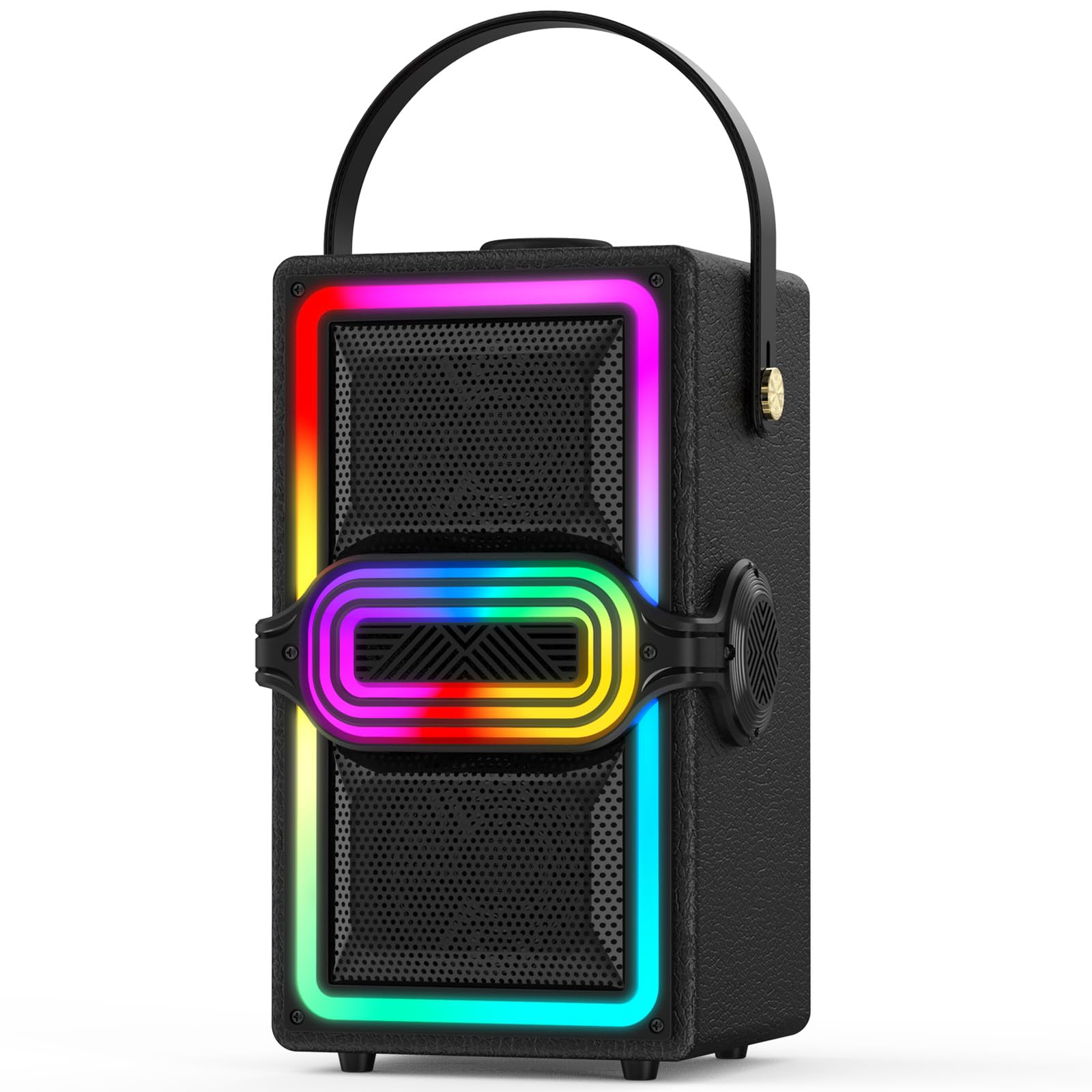 Altavoz Bluetooth, 120 W de Pico inalámbrico TWS, Altavoces portátiles para Fiestas al Aire Libre con subwoofer, Graves Profundos, Luces LED Coloridas, para el hogar, Camping (Negro)