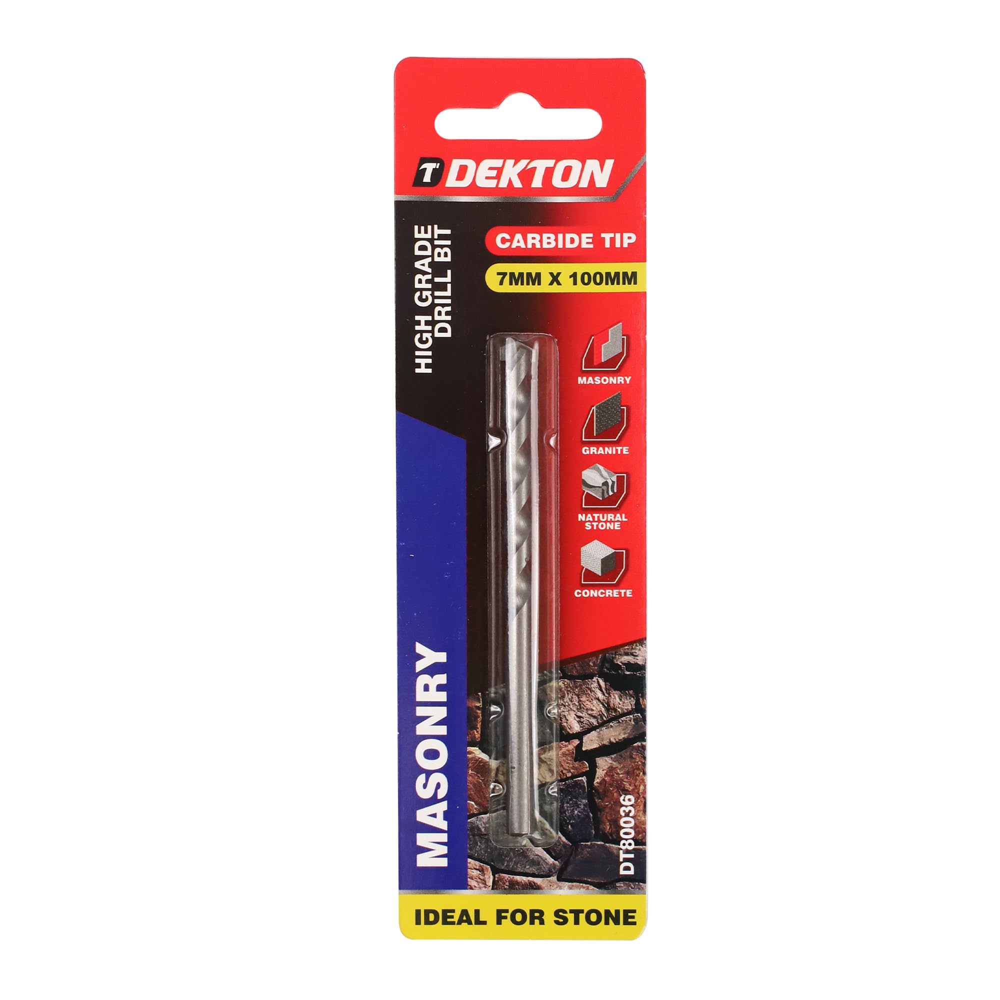 Dekton Masonry Drill Bit 7mm x 100mm | Heavy Duty for Block, Brick & Concrete | Precision Drill Bit for Accurate Holes | Durable Construction for Tough Materials | Ideal for Professional & DIY Use