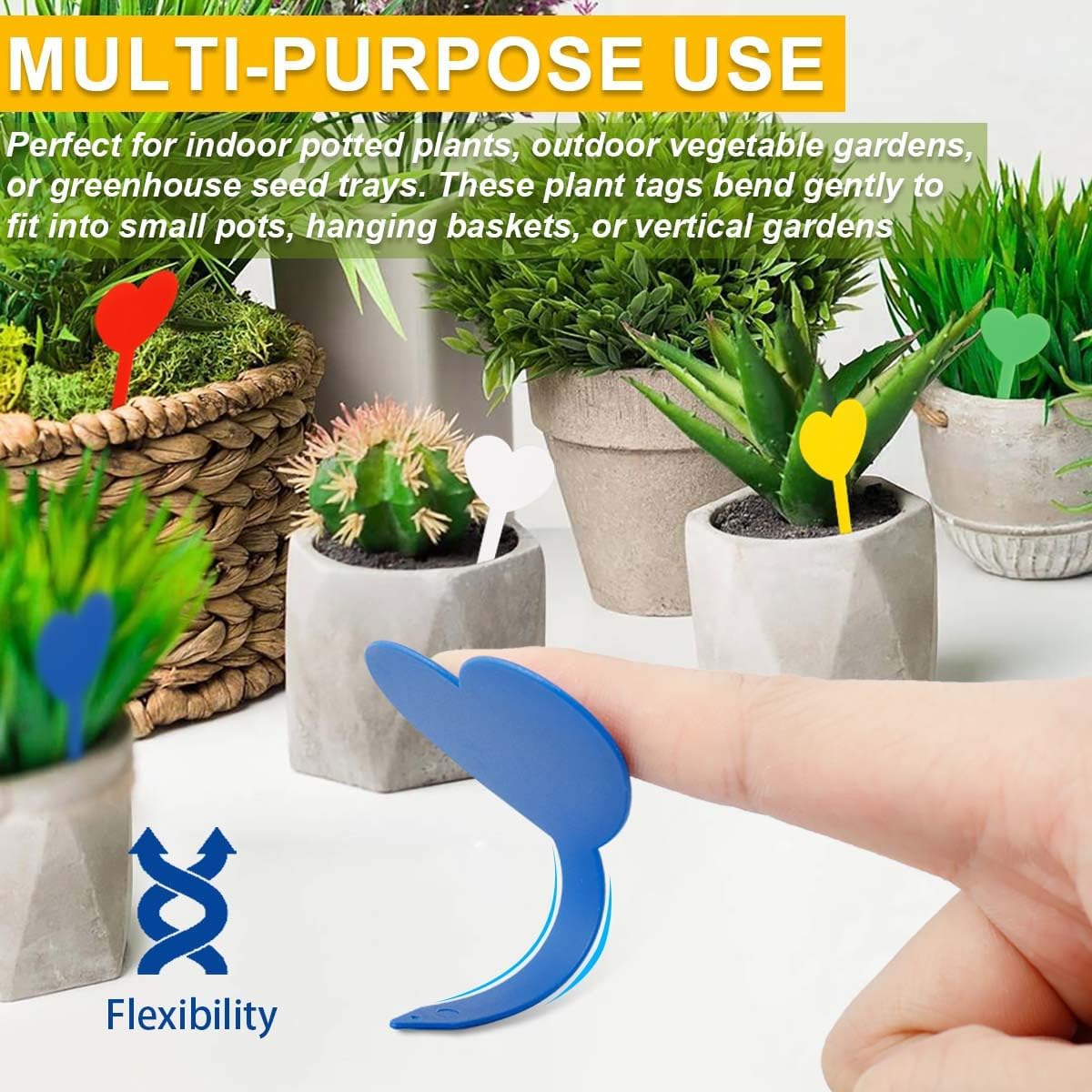 150pcs Plant Labels Seedlings, Plant Tags for Vegetable Garden Waterproof, Writable Plastic Garden Markers for Plants Outdoor Indoor, Heart-Shaped Reusable Plant Label Stakes - Image 6