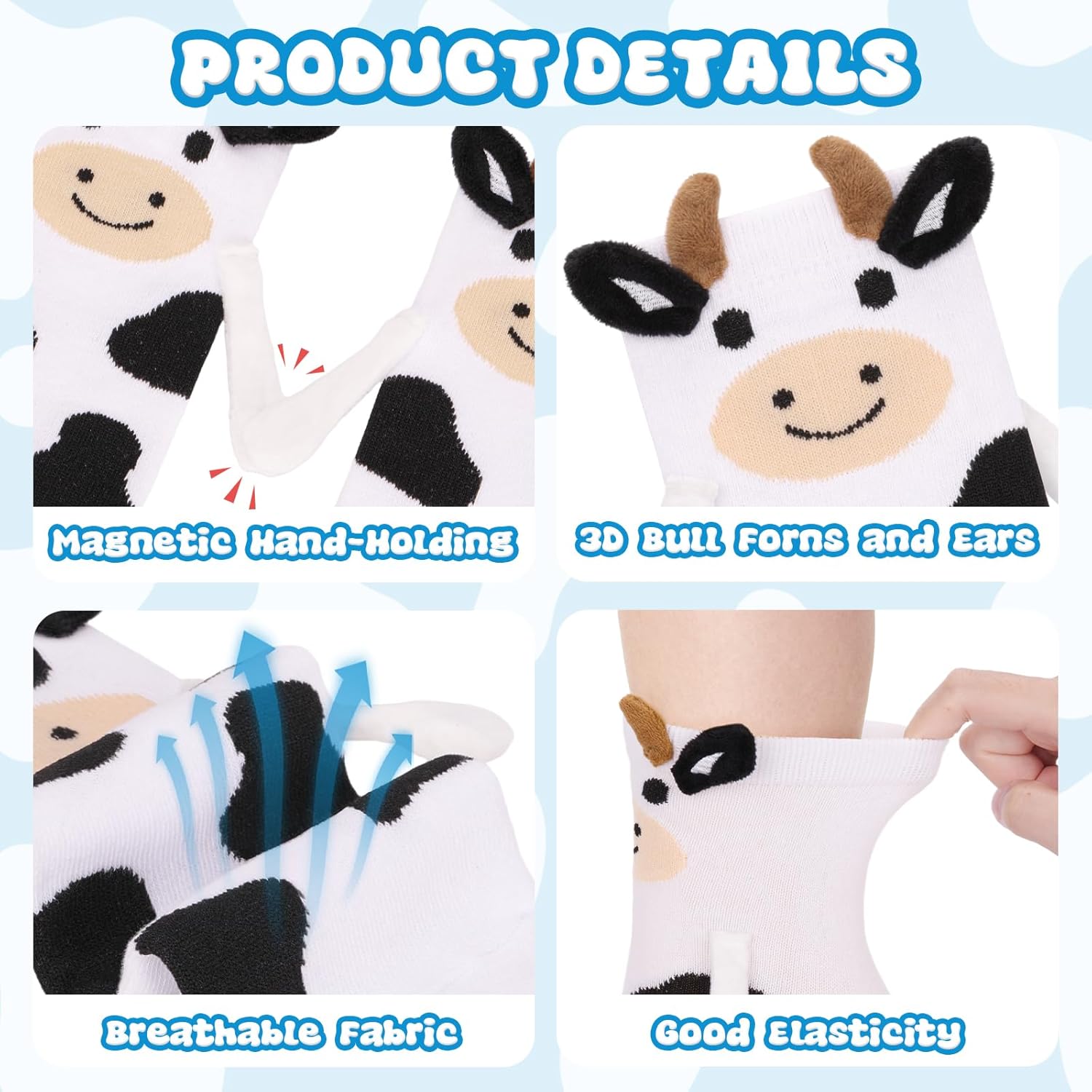 Magnetic Holding Hands Socks –Funny Cow Animal Socks That Hold Hands Friends Gifts for Women Teen Girls Kids Birthday - Image 4